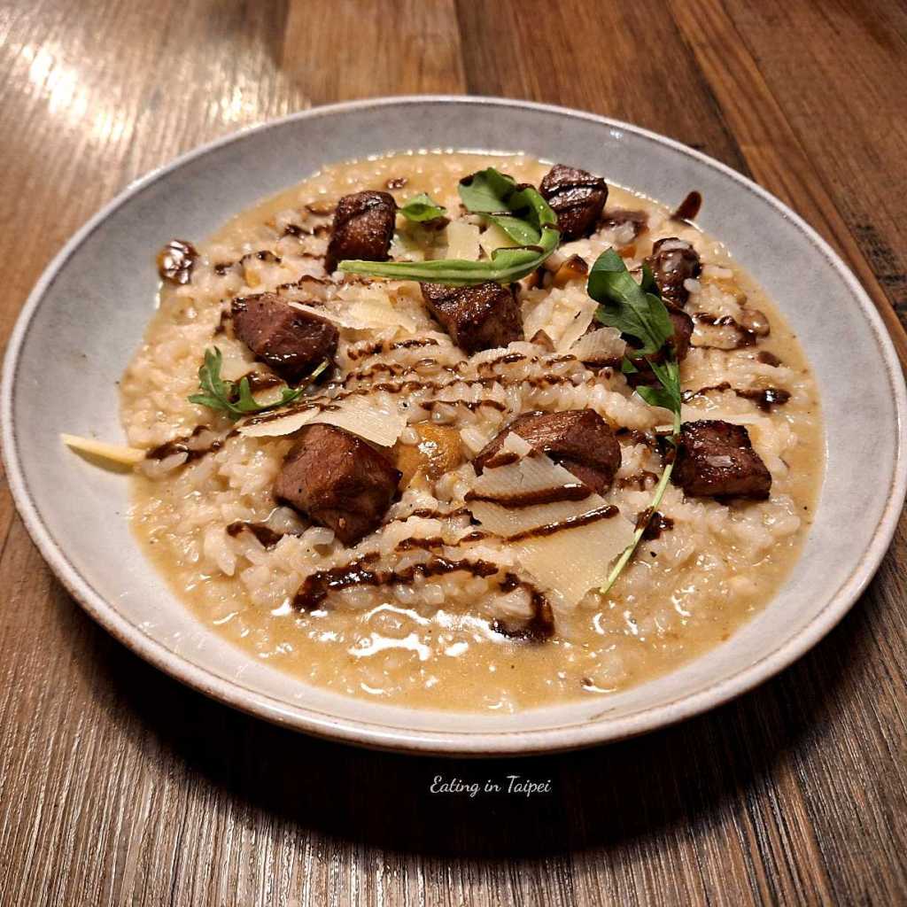 La pasta di nonna diced beef steak with chestnut risotto